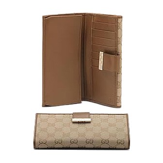 Brun Gucci Continental Porte-Monnaie Avec Le Détail Des Motifs